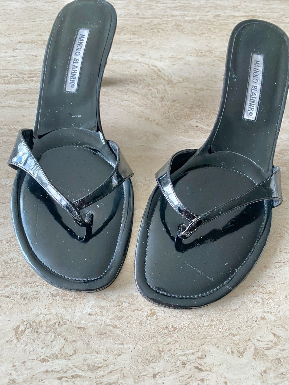 Vintage Manolo Blahnik Thong Sandal Heels - Picture 7 of 11